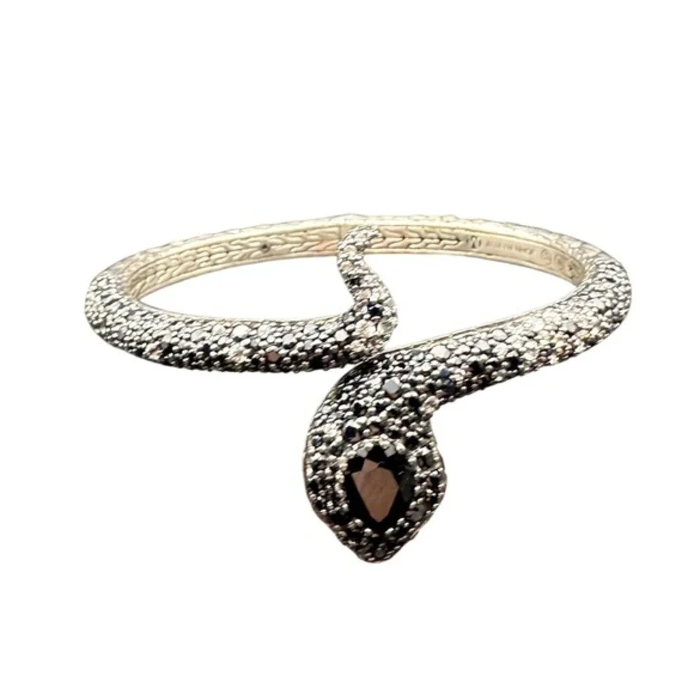 John Hardy Legends Cobra Snake Cuff Black 925 Sterling Silver Cuff Bracelet